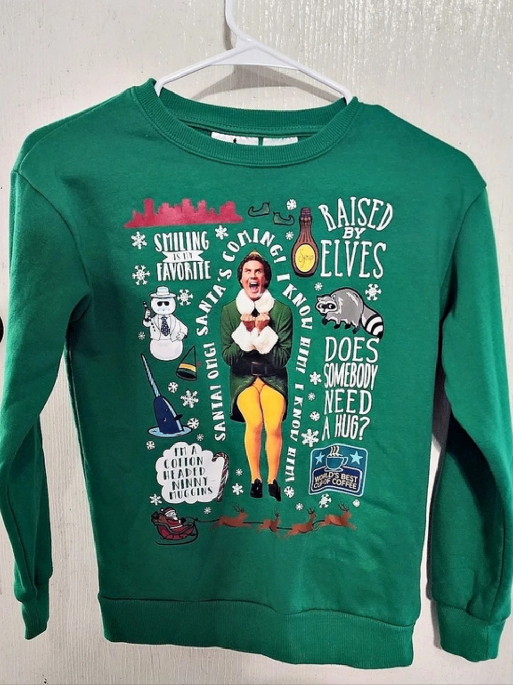 elf Buddy the Elf Quote Graphic Holiday Sweatshirt Size Large